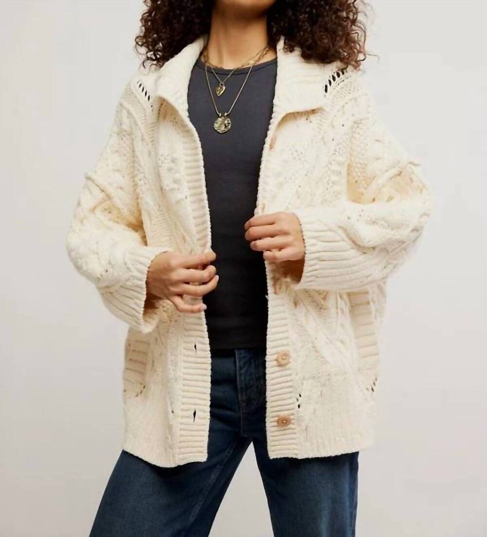 NEW FREE PEOPLE women's heart you cardigan in cream